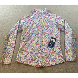 IBKUL 1/4 Zip Pullover Top Womens XS All Over Print Massie Watermelon New